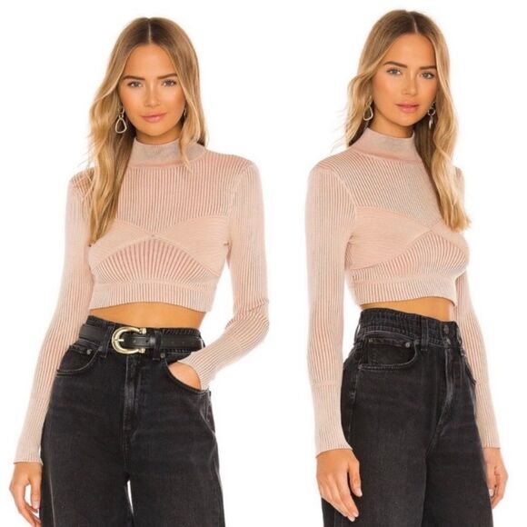 NBD Sweaters - NWOT NBD Midori Ribbed Cropped Sweater in Beige